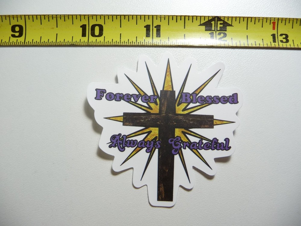 Cross Blessed Grateful Faith Decal Sticker Christian Church God