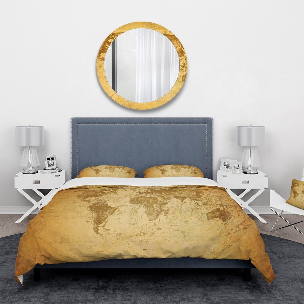Designart 'Vintage Classic Map' Contemporary Bedding Set -