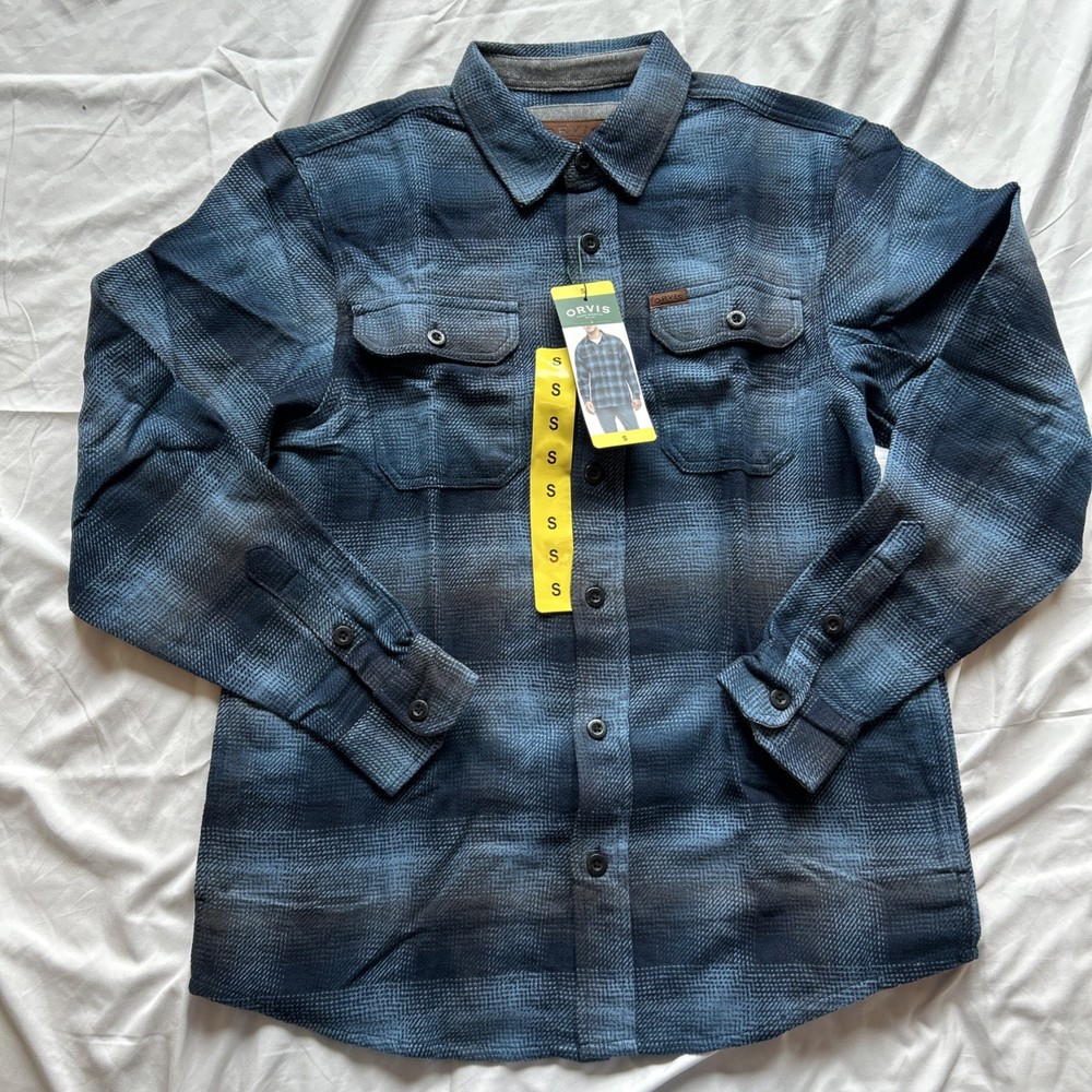 Orvis Men’s Button Up Flannel Shirt, Size S, Classic Collections, Blue