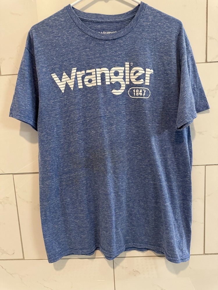 Wrangler Men’s Graphic T-Shirt Size XL Blue Heather Logo 1947 Western Casual Tee