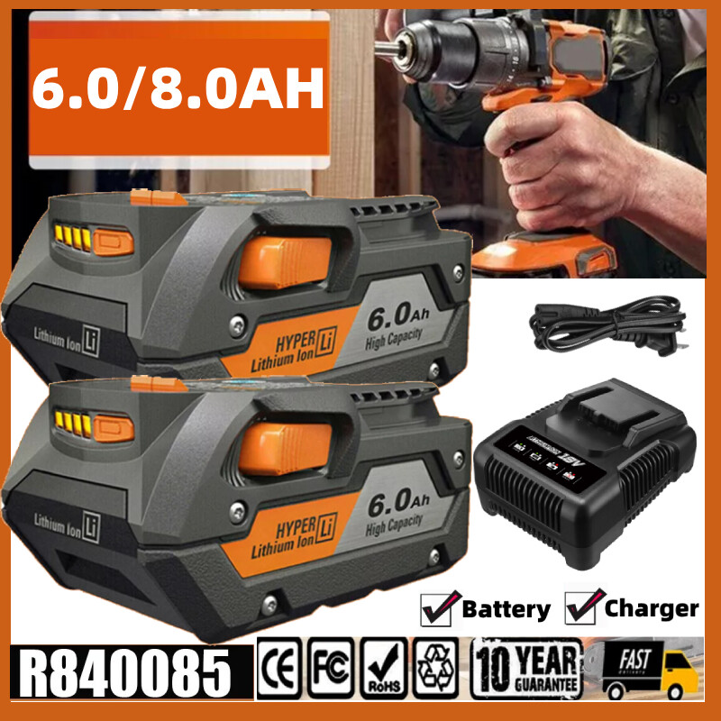 For Ridgid 18V Lithium 8.0AH Battery 18 Volt R840087 R840085 Power Tool Charger