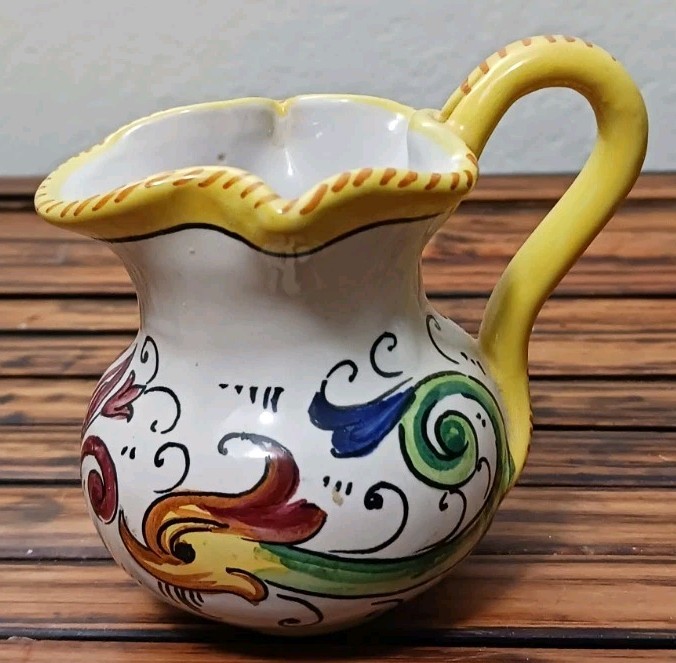 Dervta Italy Creamer Ceramic Pot Hand Painted