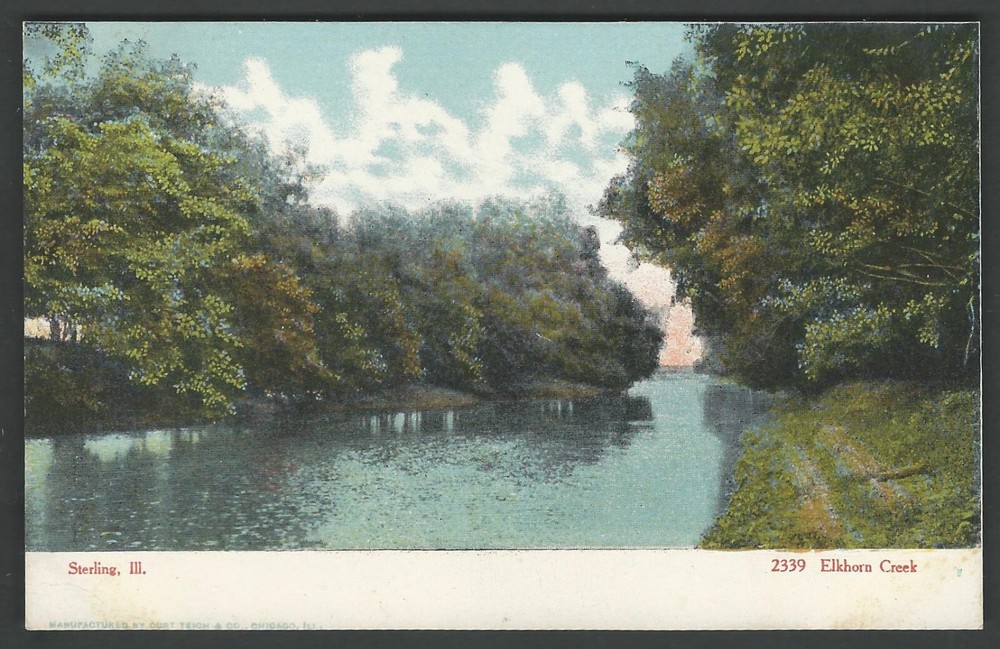 STERLING ILLINOIS Elkhorn Creek c. 1900 Curt Teich Undivided Back Postcard