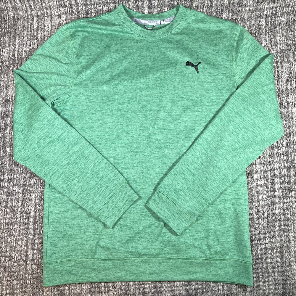Puma SAMPLE Relaxed Crew Neck Sweatshirt Mens Sz M Kelly Green Embroidered Logo