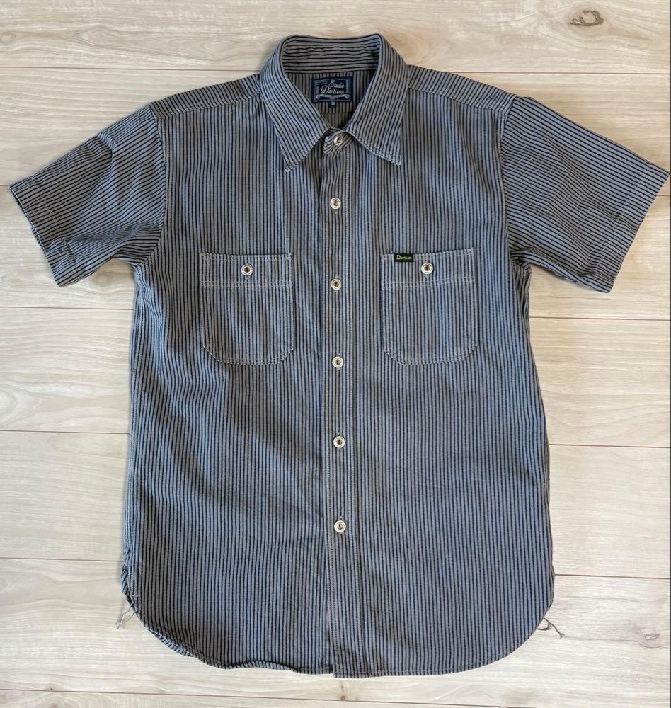 STUDIO D'ARTISAN 5653 Railroad Stripe Work Shirt Size L