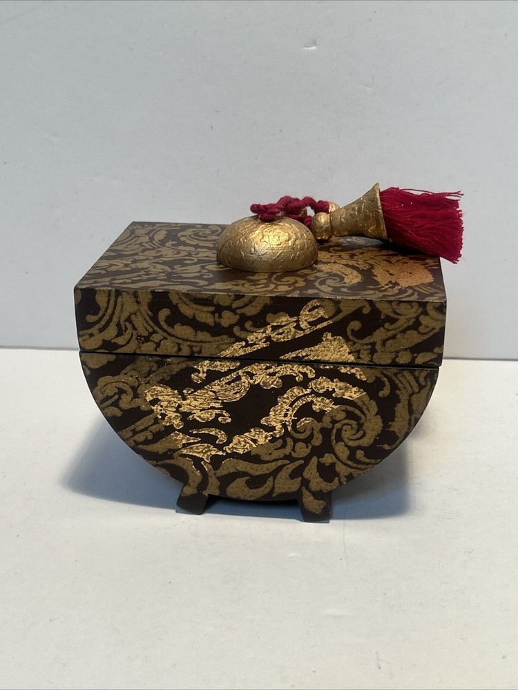 Thai Handcrafted Wooden Jewelry Box with Intricate Carvings