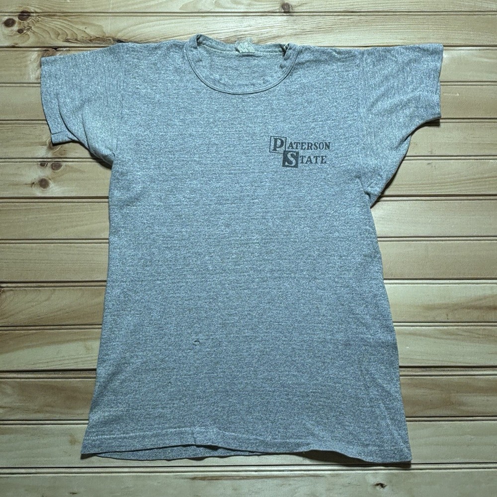 True Vintage 50s 60s Champion Paterson State Grey Single Stitch Shirt - Size S/M