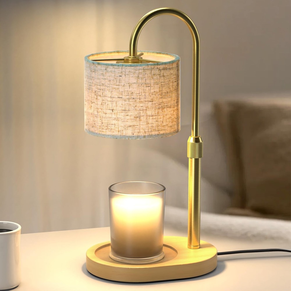 Gold Candle Warmer Lamp with Timer Dimmer, Height Adjustable Electric Candle ...
