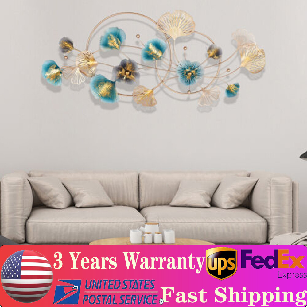 Ginkgo Leaf 3D Metal Wall Art, Modern Luxury Metal Wall Nature Art Decor