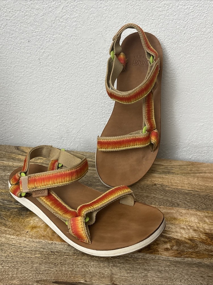 Teva Original Sandals Women Size 7 Universal Orange Ombre Retro 70s Style