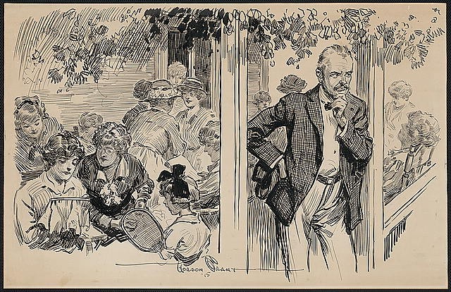 Photo:Country Club 1915 Women Men Social Gathering Illustration