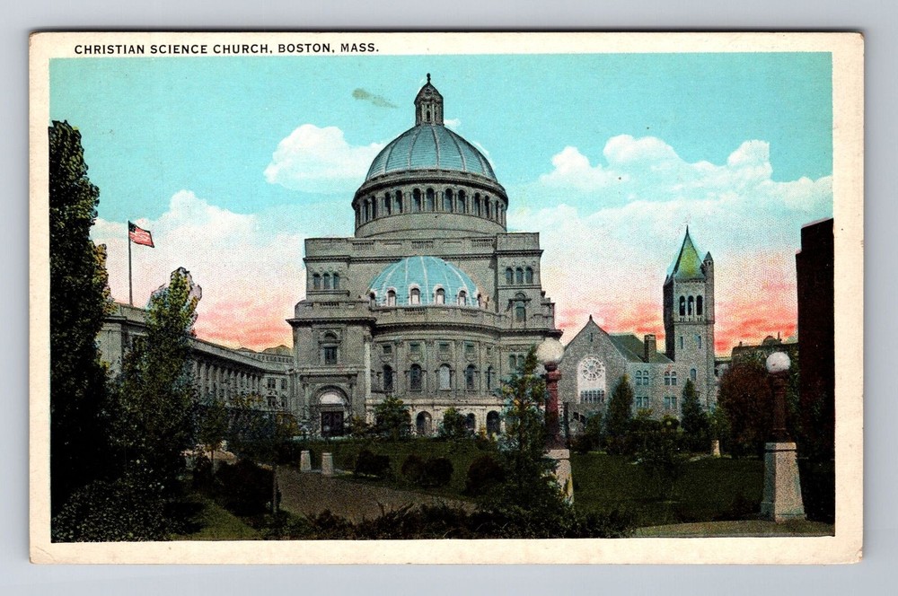 Boston MA-Massachusetts, Christian Science Church, Antique Vintage Postcard
