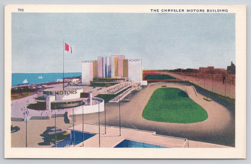 1933 Chicago World's Fair Chrysler Motors Building Century of Progress Postcard