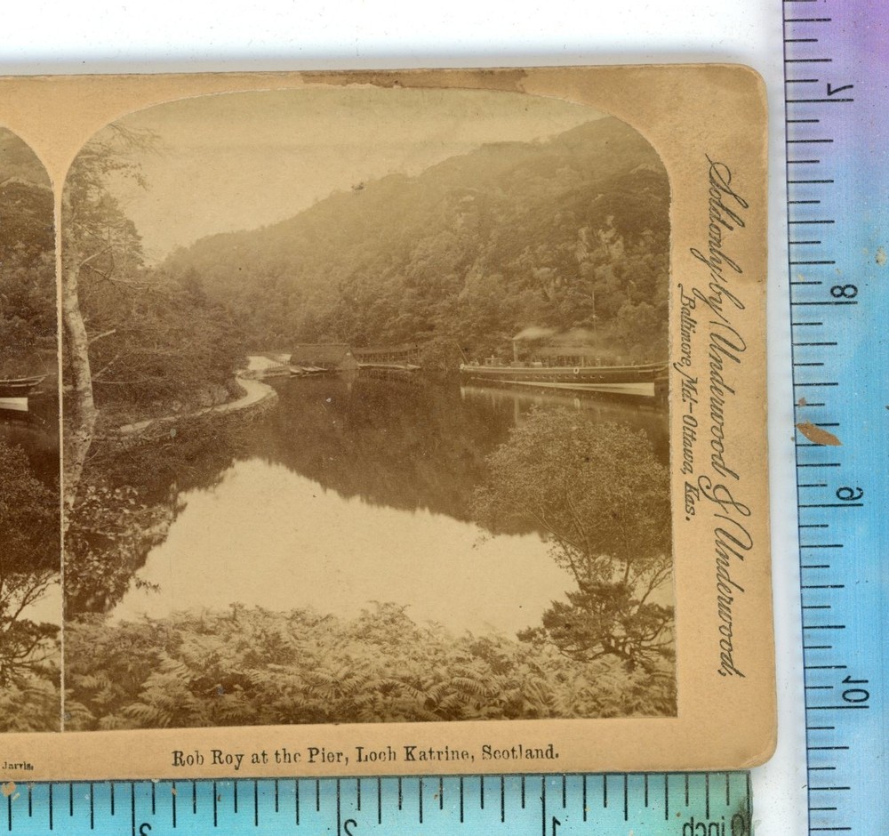 Rob Roy at the Pier Loch Katrine Scotland Underwood Stereoview