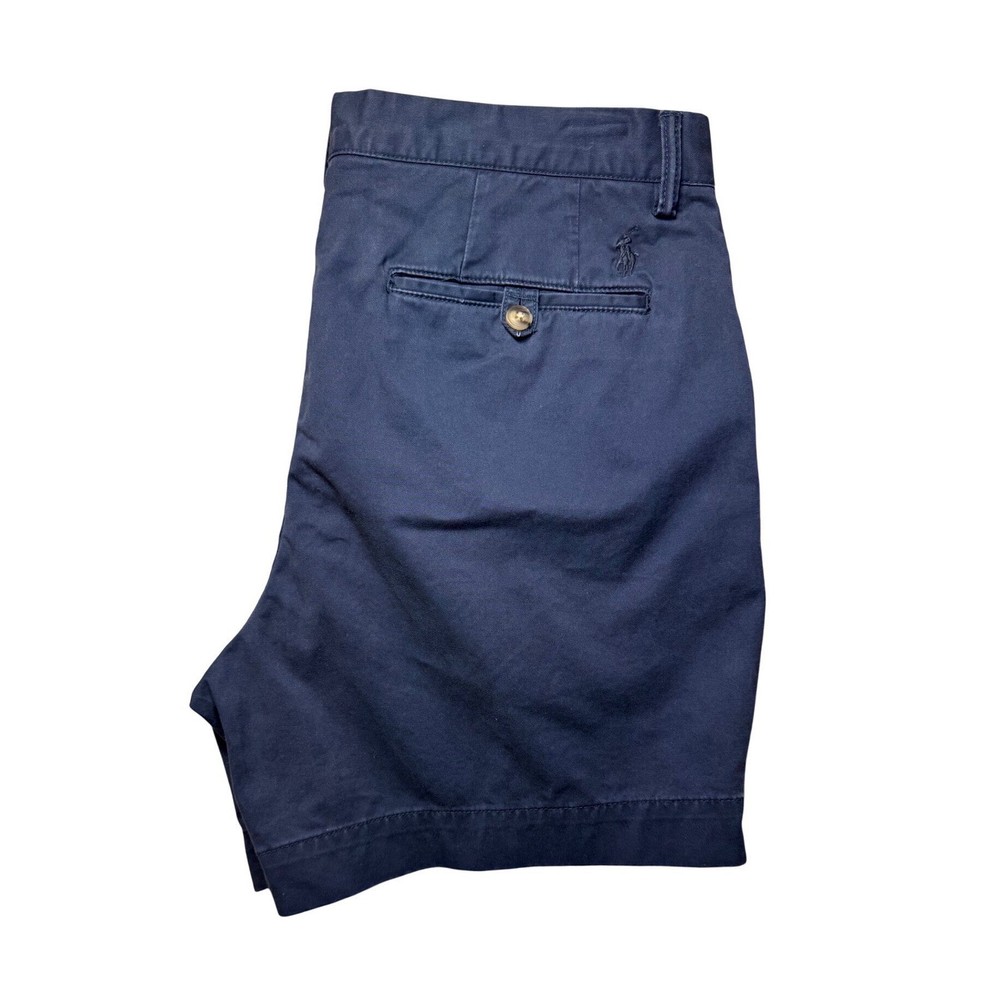 Polo Ralph Lauren Mens Navy Blue Classic Fit 6 Inch Stretch Chino Shorts 34 Prep