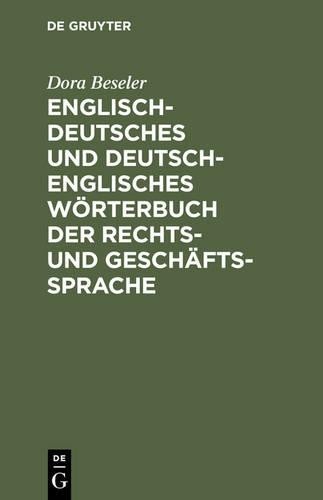 Dora Beseler Englisch-Deutsches Und Deutsch-Englisches Wörterbuch Der (Hardback)