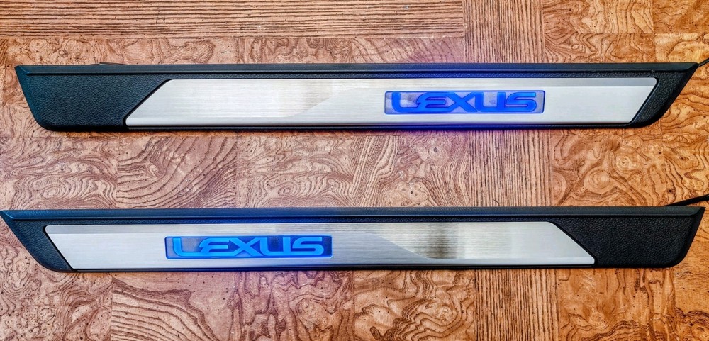 Lexus ES300h 2019-25 Genuine OEM Illuminated Front Door Sills 2pcSet BLK+BLU LED