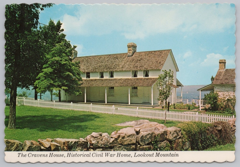 Lookout Mountain Tennessee~Civil War Home~Cravens House~Continental Postcard
