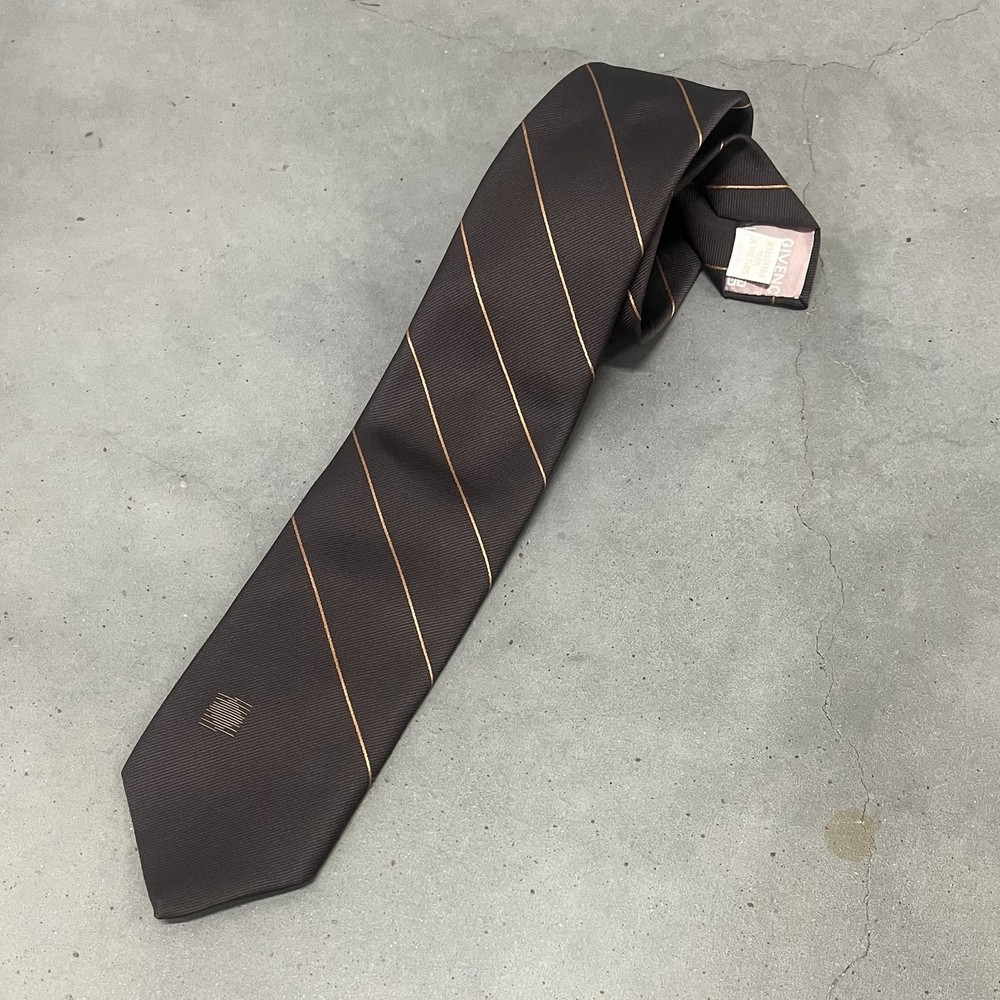 Vintage GIVENCHY Gentlemen Silk  Paris Neck Tie Mens Brown Stripes Retro
