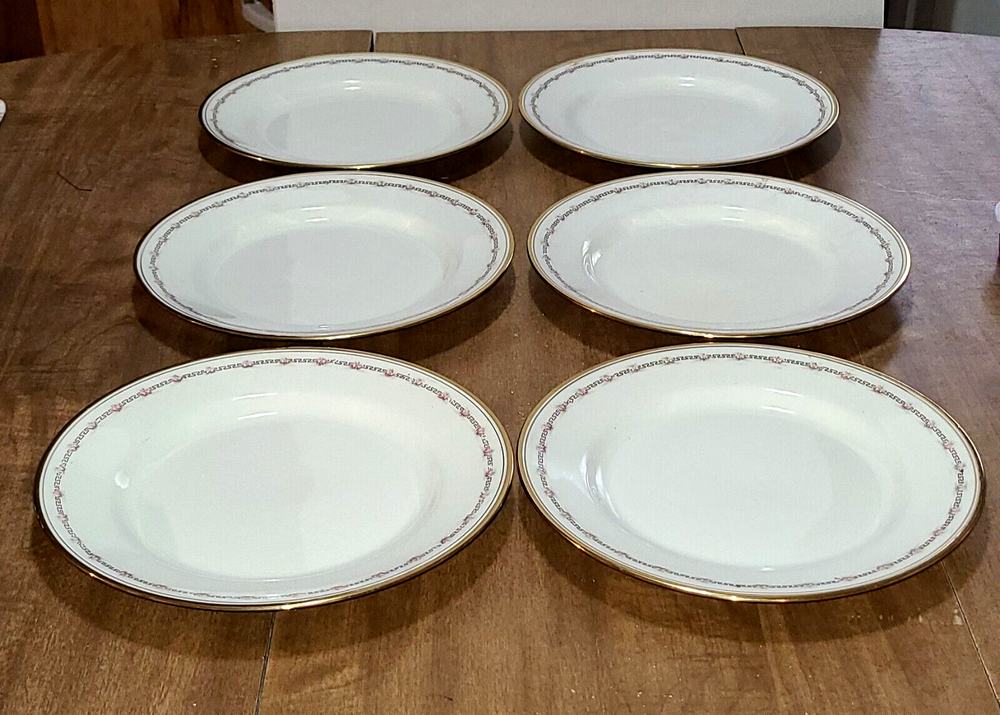 Johnson Brothers Salad Plates White Porcelain Floral Gold Rim England 8