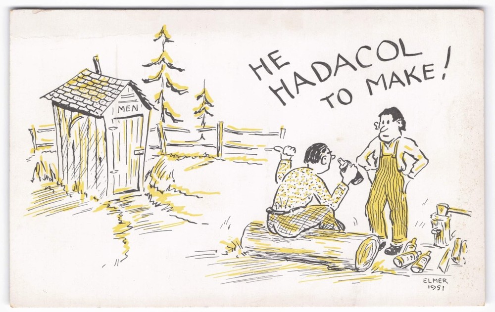 Elmer Anderson 1951 Comic Postcard HE HAD ACOL TO MAKE Men Outhouse