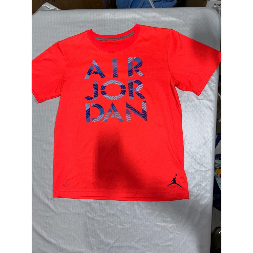 Nike Air Jordan Boys Dri-FIT T-Shirt Neon Orange Infrared Graphic Tee XL