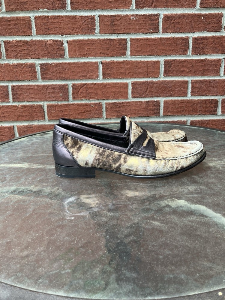 Donald J Pliner Naper Men’s Penny Loafer Distressed Leopard Camel/smoke M8