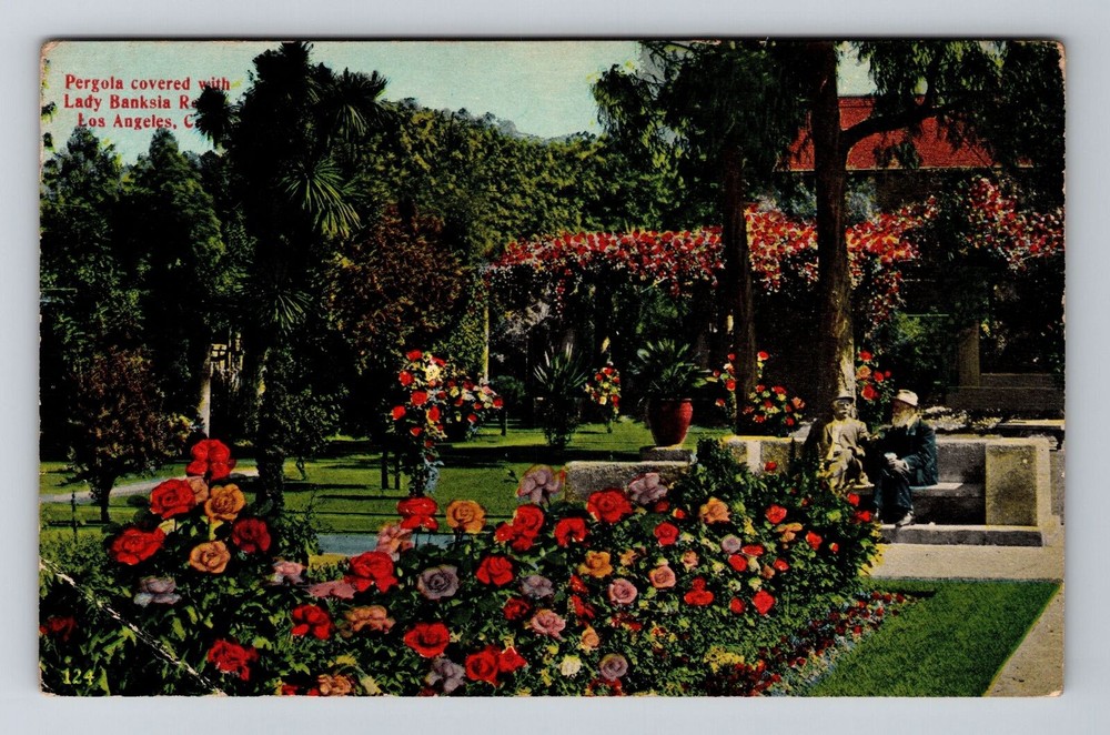 Los Angeles CA-California, Pergola Covered with Roses, Vintage Postcard