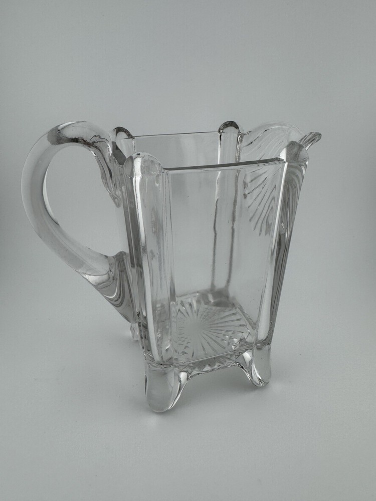 EAPG Westmoreland Glass Small Clear Pitcher With Hand Blown Applied Handle 6”