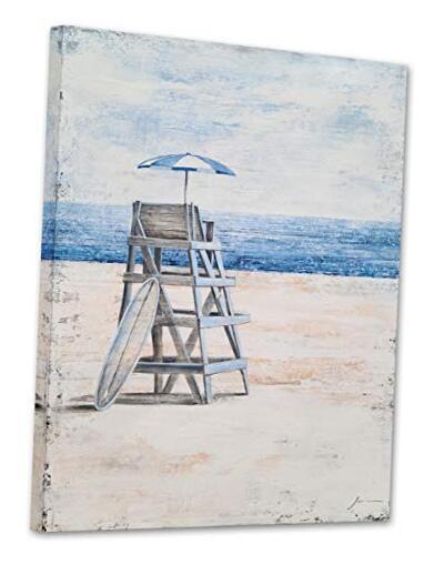 Ocean Canvas Wall Art with Textured Abstract 40L