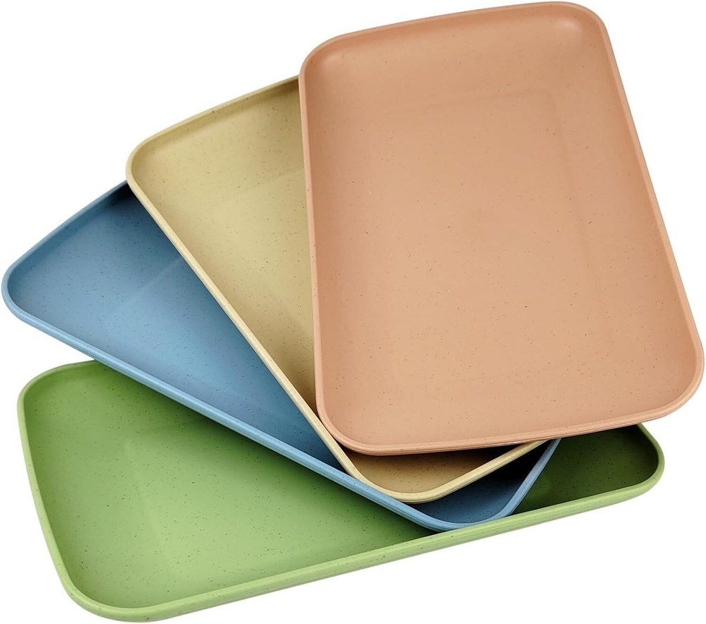 Wheat Straw Plates4 Pack Rectangular Dinner PlatesDinner Dishes Lightweight Pl