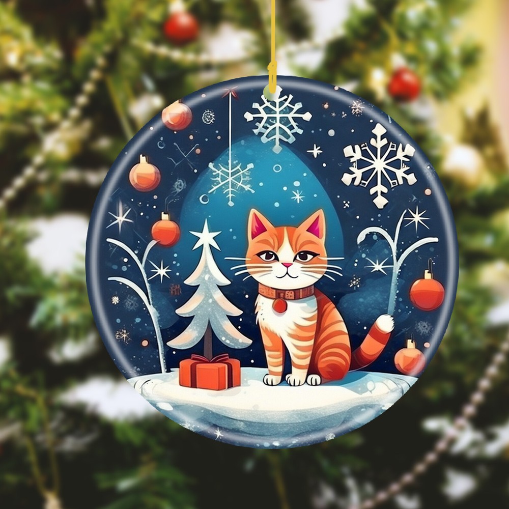 Custom text Name Personalized Image Ceramic Seasonal Ornament Christmas accent-image