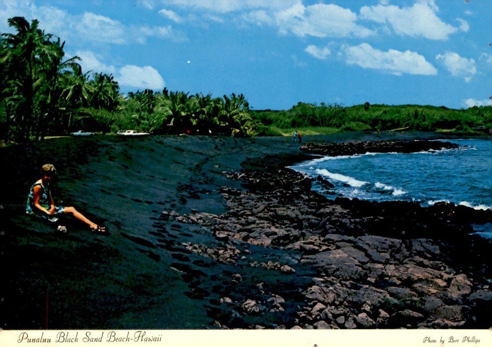 Punaluu Black Sand Beach, Hawaii - 1960s Natural Beauty Postcard