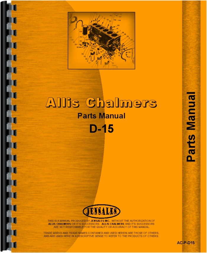 Allis Chalmers D15 Tractor Parts Manual AC-P-D15 Repair Guide