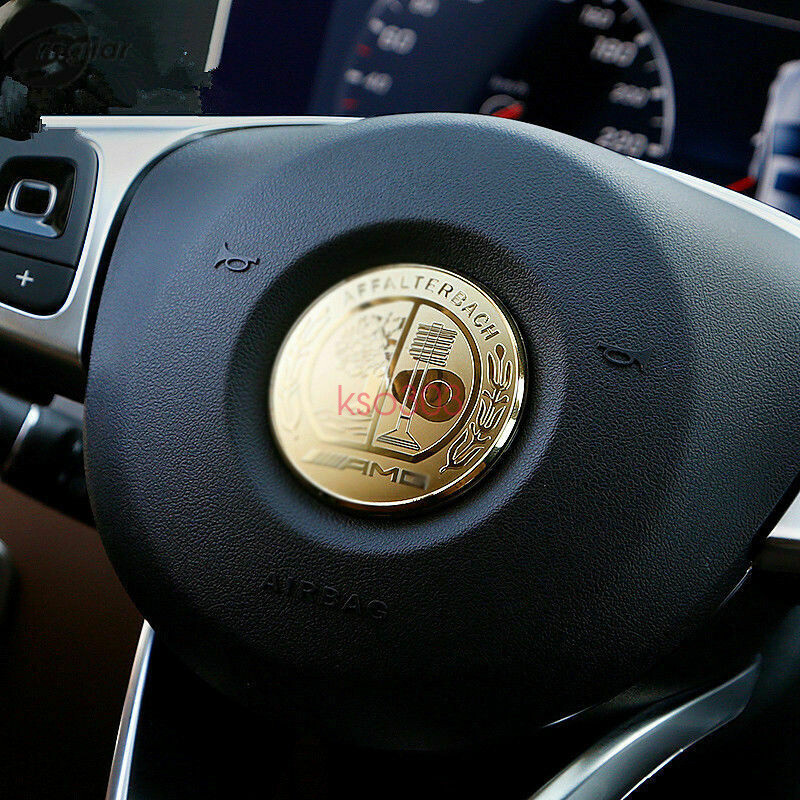 Gold Affalterbach AMG Steering Wheel Badge Emblem For Mercedes CLA CLS C63 E G63