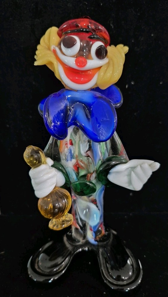 Vintage Murano Glass 7-Inch Clown Figurine Collectible