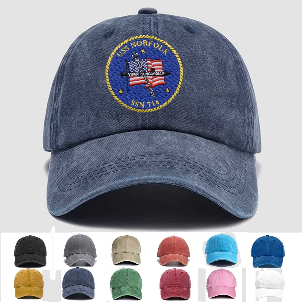 Custom Personalization Embroidered Hat SSN-714 USS Norfolk, Veteran Cap, Gift