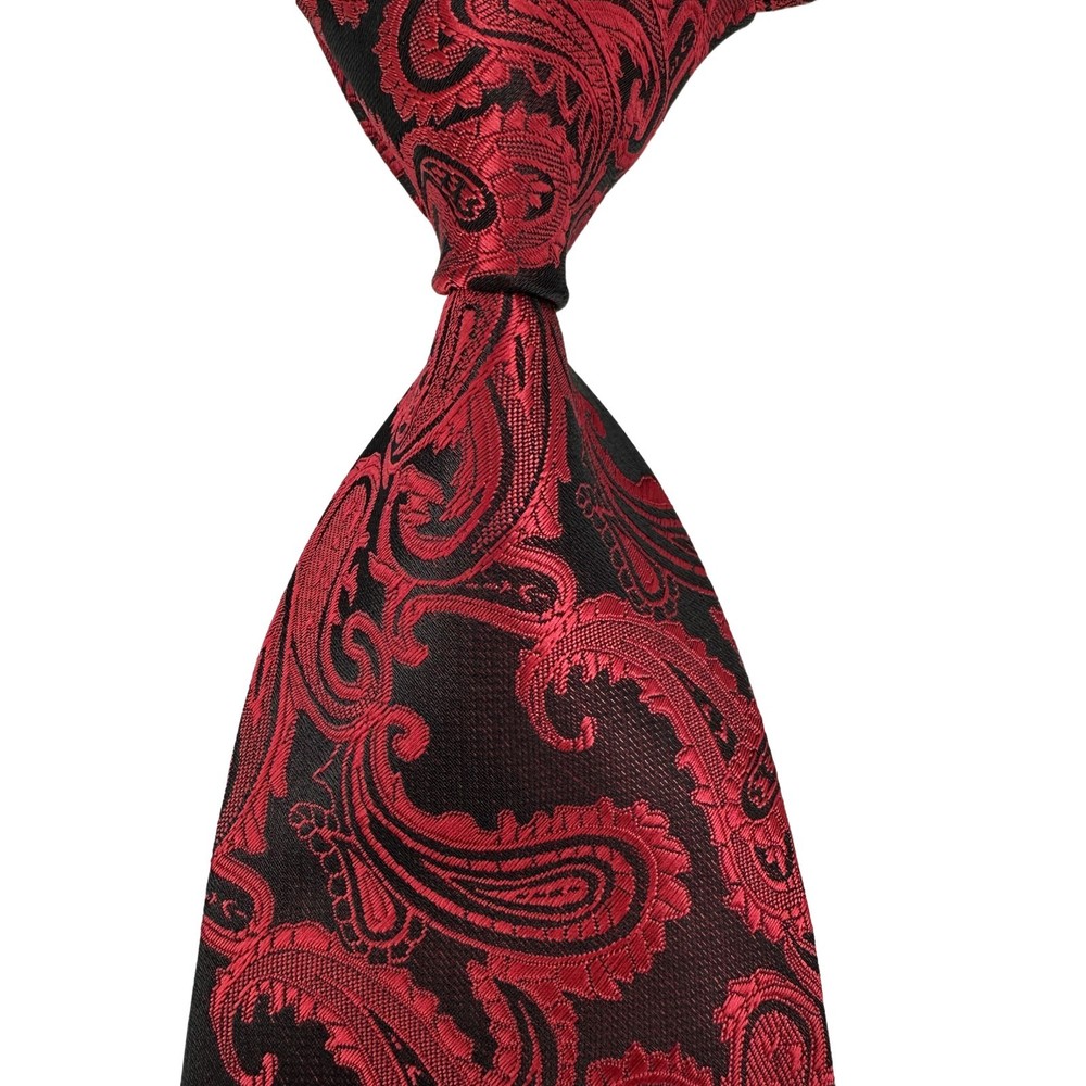 New  luxury paisley red black Silk JACQUARD WOVEN Men's Tie Necktie