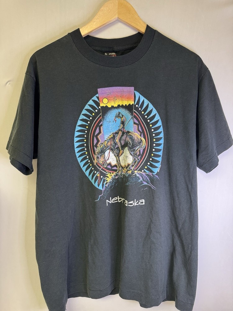 Vintage Nebraska Horse Graphic T Shirt Western Sunset Single Stitch USA XL