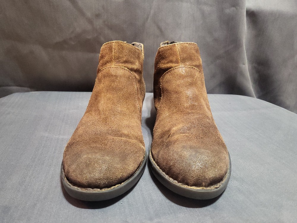 Born Brie Brown Suede Leather Boots Ankle Booties Sz 8.5 M BOHO