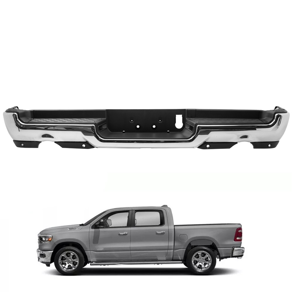 NEW Complete Chrome Rear Bumper Assembly For 2019-2023 RAM 1500 Dual Exhaust