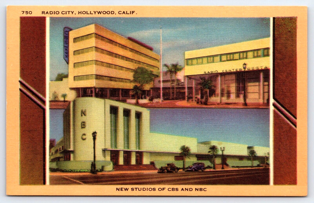 Hollywood California CA Radio City Studios Of CBS And NBC Vintage Postcard