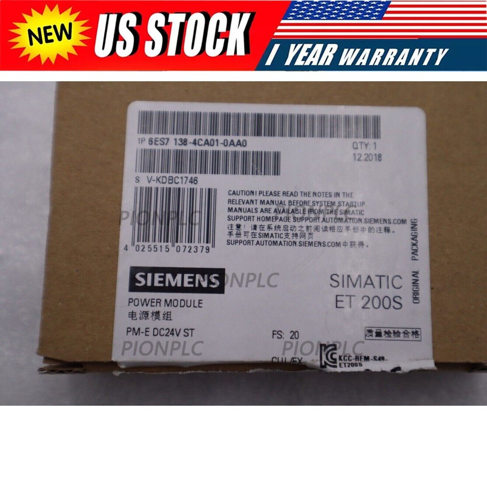 New Siemens 6ES7138-4CA01-0AA0 6ES71384CA010AA0 SIMATIC DP PM-E power modules