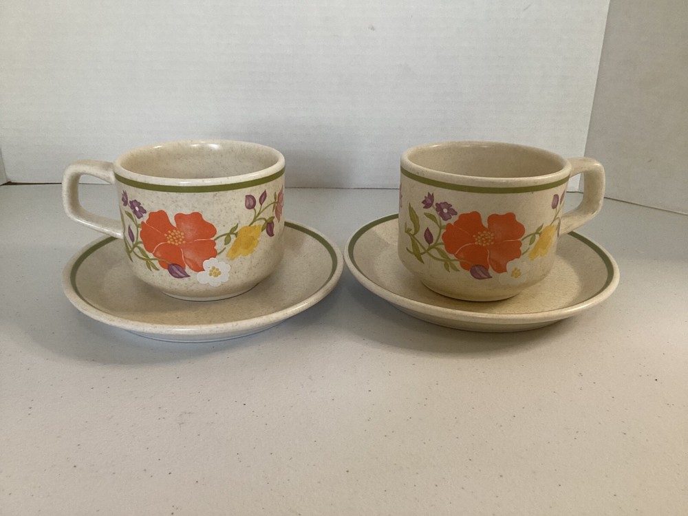 Lenox Summer Wind Temperware Cup and Saucer Set 4-Piece Prop