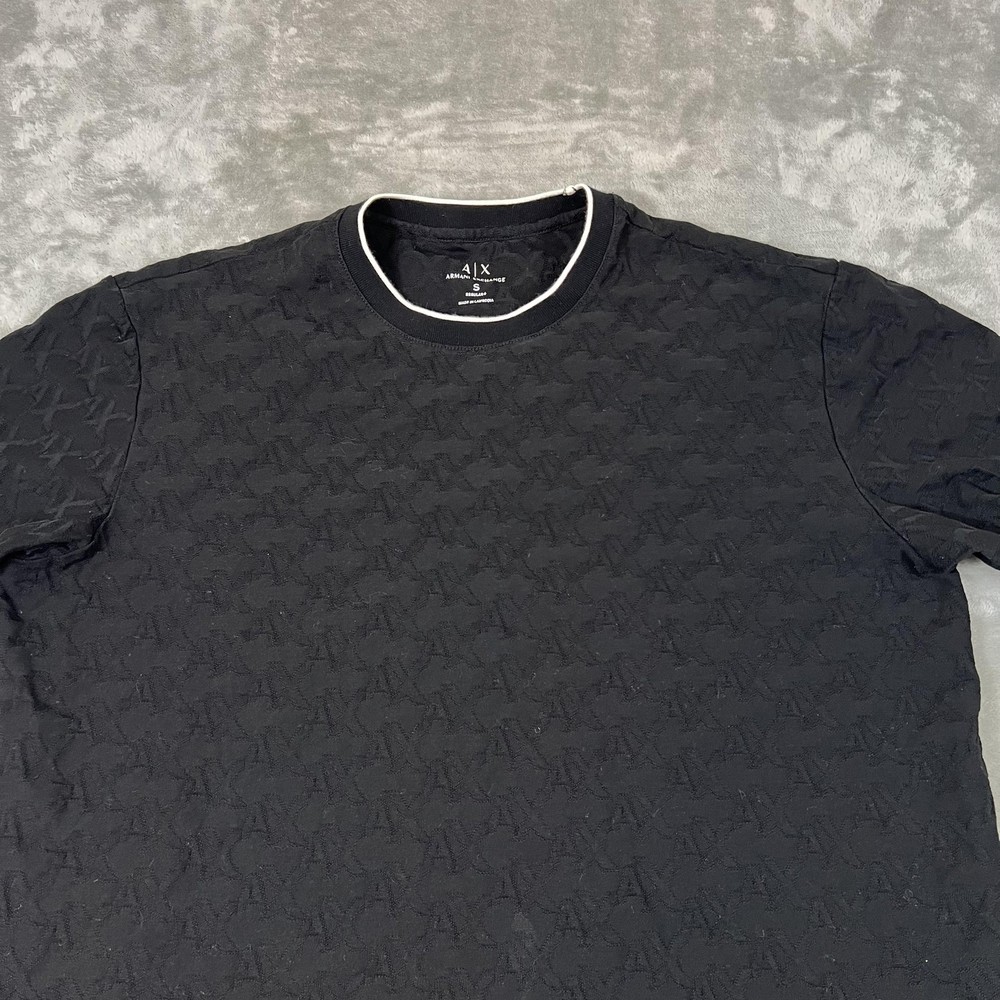 Armani Exchange Shirt Mens Small Black Embossed A X Logo Crewneck Tee Casual
