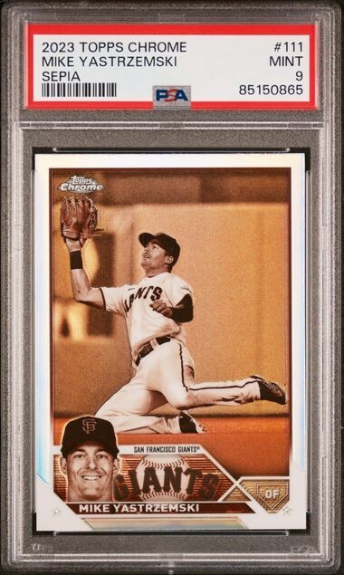 2023 Topps Chrome Sepia Mike Yastrzemski Giants PSA 9 Gem Mint