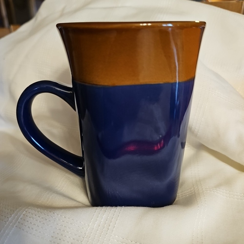 Royal Norfold Ceramic Coffee Mug Tall Good Condition Sturdy Glazed Brown Blue