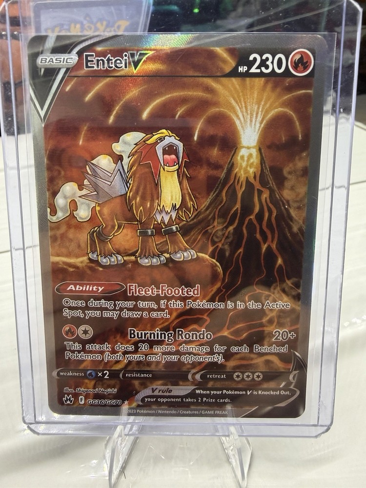 Entei V GG36/GG70 Holo V Rare Crown Zenith Galarian Gallery Pokemon Near Mint