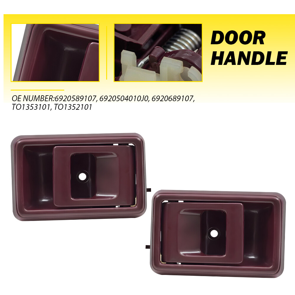 Dual Interior Door Handles Red Front Rear for 1989-1995 Toyota Pickup