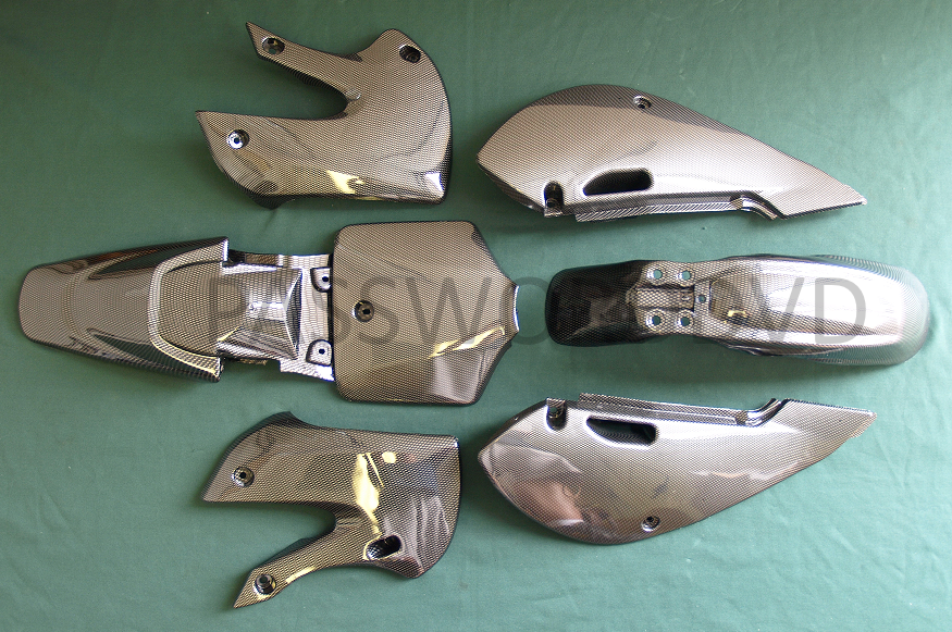 KAWASAKI KLX110 KX65 DRZ110 KLX DRZ 110 CARBON FIBER STYLE PLASTIC FAIRINGS KIT